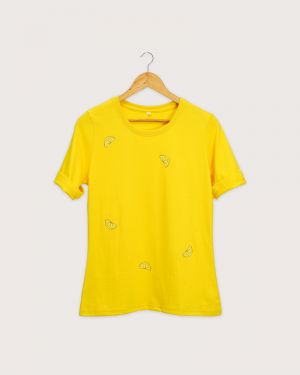 Lemon Yellow Printed T-Shirt