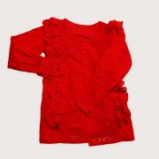 Red Ruffled Embroidered Top